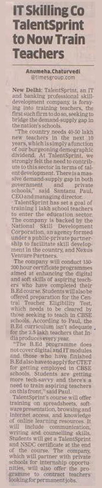 IT Skilling Co TalentSprint to Now Train Teachers