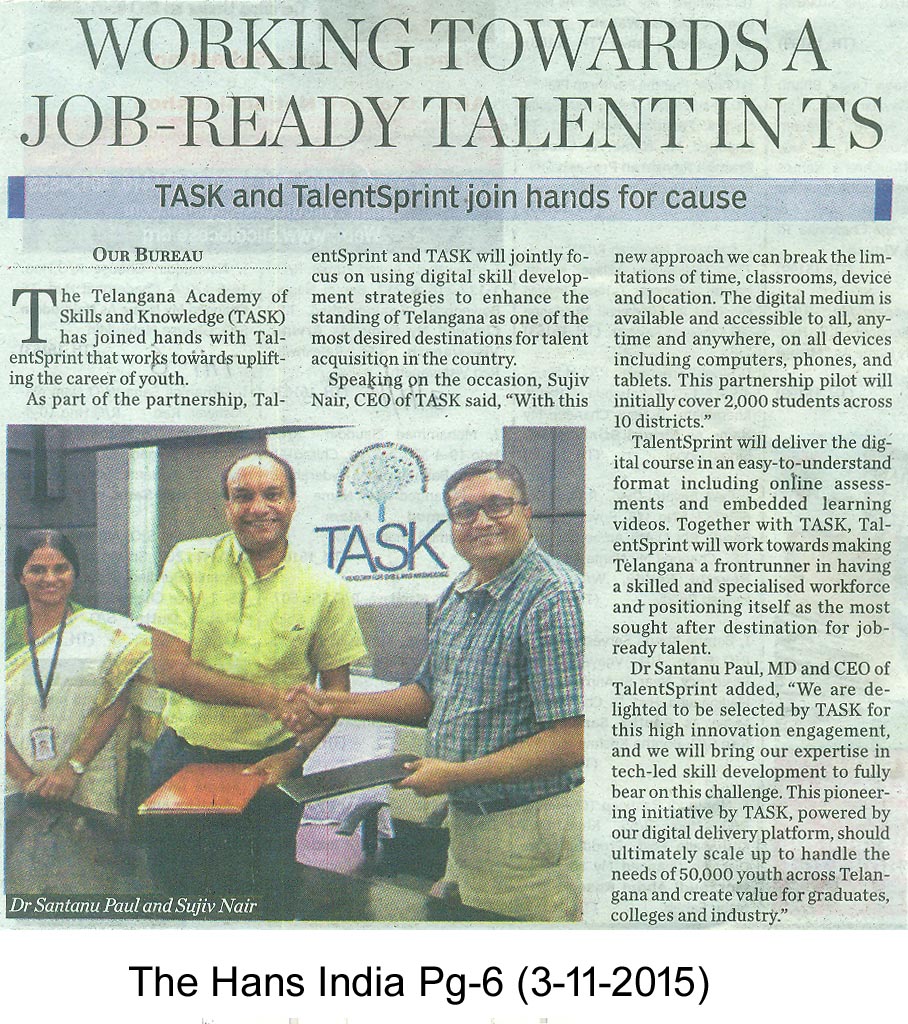 TalentSprint to skill graduates across ten districts of Telangana